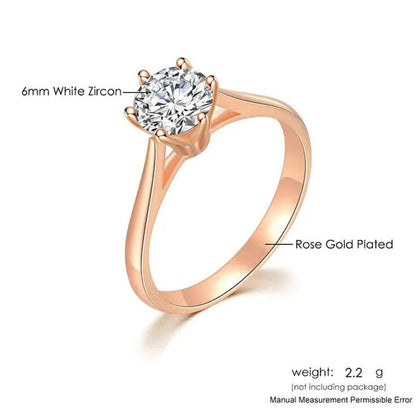 Classic Wedding Rings for Women Forever Simple Six Claws Zirconia Fashion Solita
