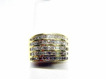 2.28 CT ASSCHER SHAPE 5 ROW F VS CLARITY DIAMOND BAND 18 K YELLOW GOLD BAND
