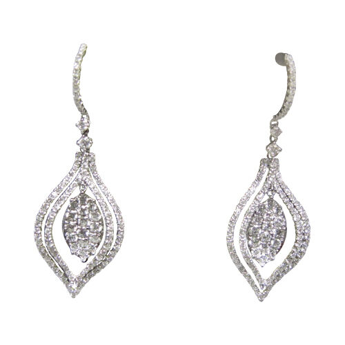 2.38 CT DIAMOND ROUND SHAPE EARRING DANGLE PAVE STYLE EARRING G VS 18 K GOLD