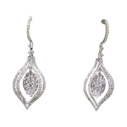 2.38 CT DIAMOND ROUND SHAPE EARRING DANGLE PAVE STYLE EARRING G VS 18 K GOLD