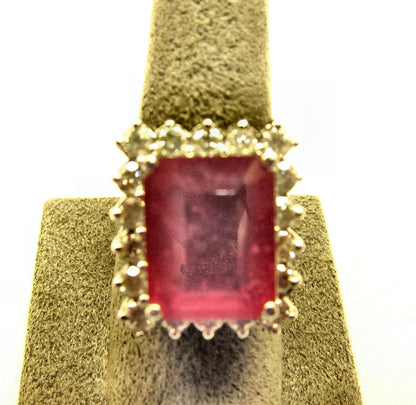 RUBY RECTANGULAR SHAPE SET WITH DIAMOND RING