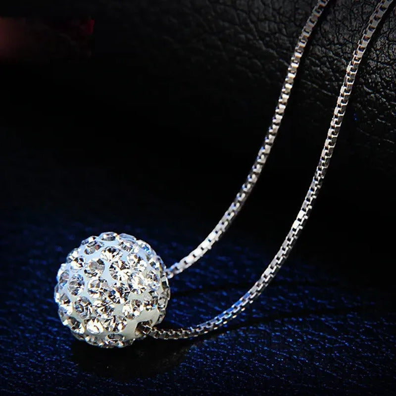 2021 New Womens Fashion 925 Sterling Silver Ball Pendant Crysta Diamond Choker N