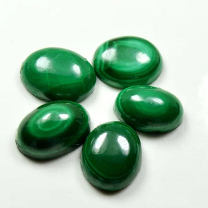 Original Malachite Gemstone Lot Total 70 Carat 5 Pcs Oval Shape Cabochon Stone a