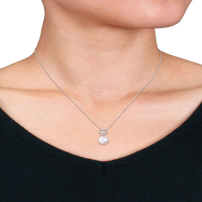 Miabella Women'S 9.5-10Mm South Sea Cultured Pearl and Diamond Accent 10Kt White