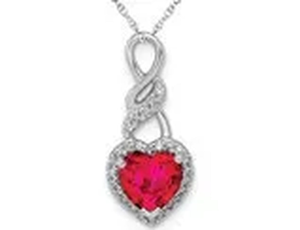 3/4 Carat (Ctw) Ruby Heart Pendant Necklace in 14K White Gold with Chain