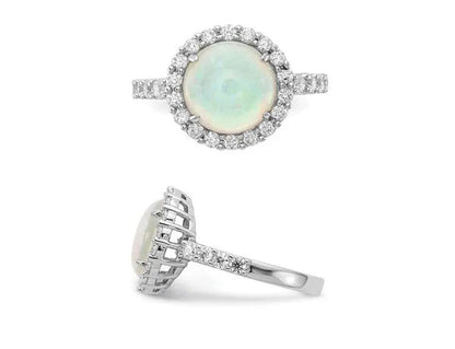 Lab-Created Opal Ring in Sterling Silver with Cubic Zirconia