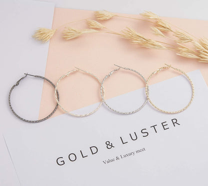 Silver Gold Gunmetal Grey Rhodium Plate Hoop Earrings Set for Women Teen Jewelry