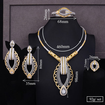 Luxury Party Square 4PCS Nigerian Jewelry Set for Women Wedding Zircon