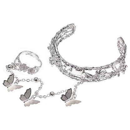 Antique Style Butterfly Bell Ring Bracelet Chinese Clothing Hand Jewelry Adjusta