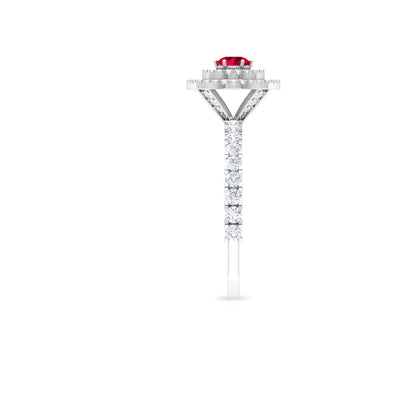 1.75 CT Lab Created Ruby Cocktail Ring with Moissanite Accent, Antique Created R