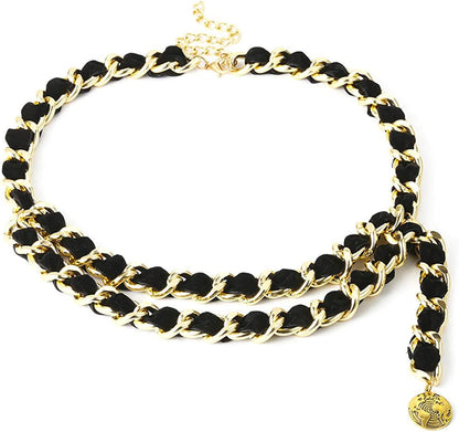 Alloy Waist Chain Body Chain Weave Rope Winding Twist Chain for Women Waist Belt