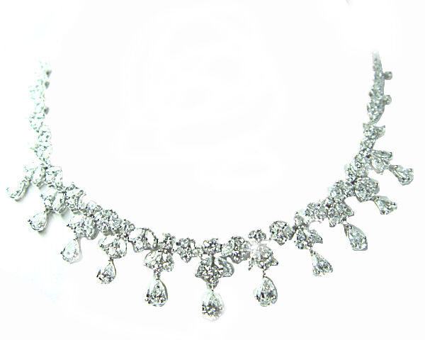 DIAMOND ROUND BRILLIANT PEAR MARQUISE SHAPE ALL AROUND SET DIAMOND NECKLACE