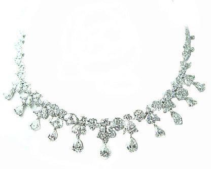 DIAMOND ROUND BRILLIANT PEAR MARQUISE SHAPE ALL AROUND SET DIAMOND NECKLACE
