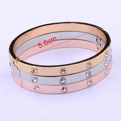 New Fashion Classic Women'S Bangles for Women Gold Rose Gold Silver Color Rhines