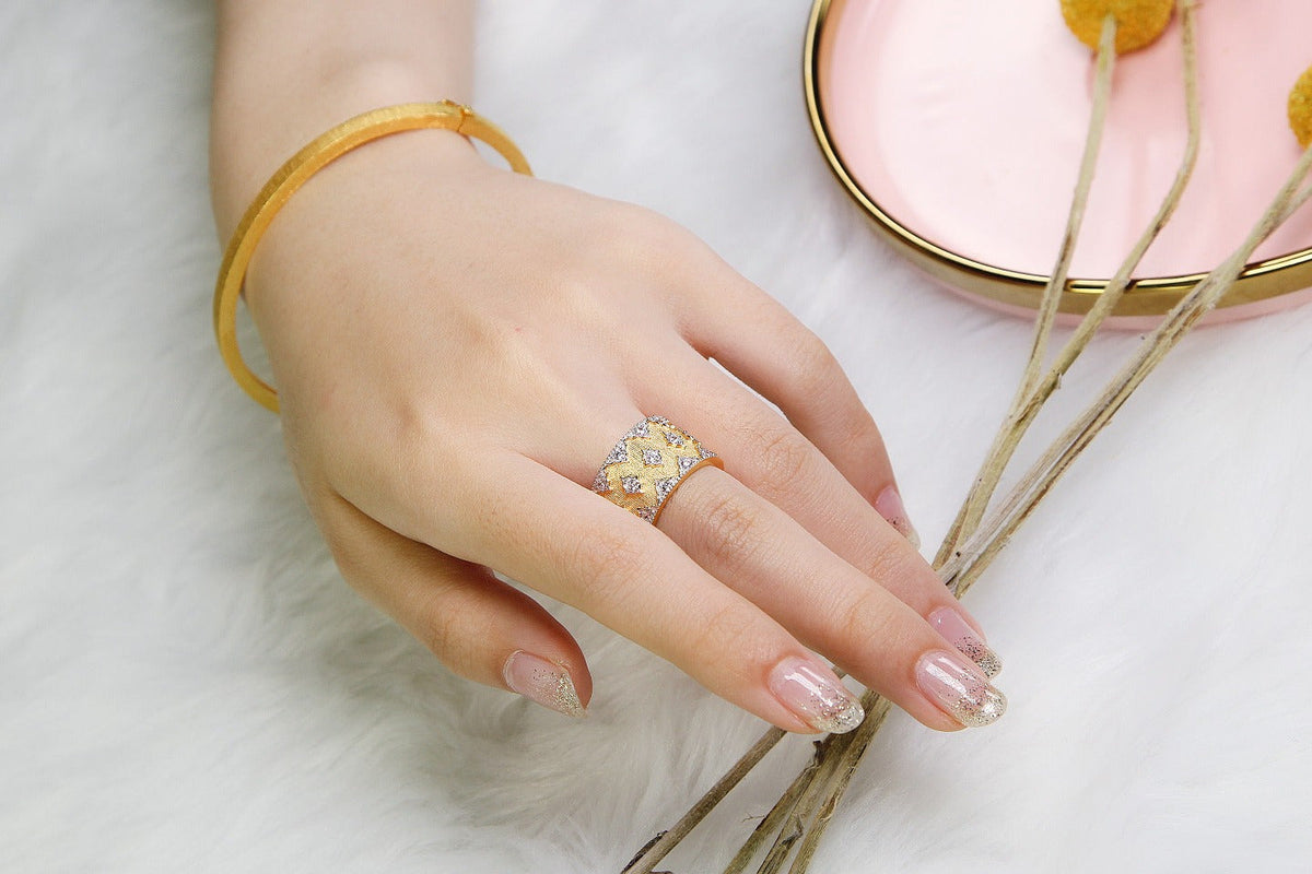 Light Luxury 925 Silver Star Color Separation Ring