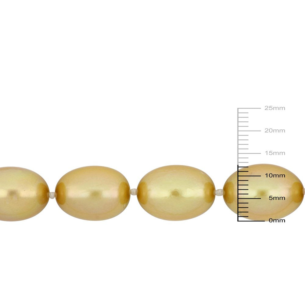 Tangelo 10-12.5Mm Champagne South Sea Cultured Pearl 14Kt Yellow Gold Strand Nec