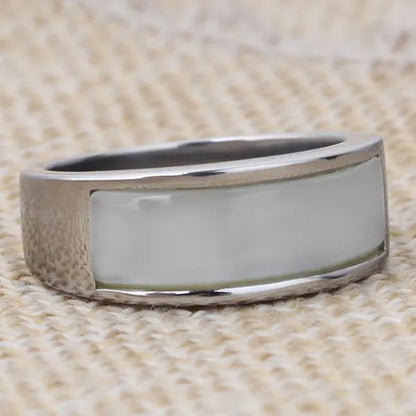 Vintage Men'S Agate Ring Stainless Steel Sky Blue Black White Gemstone Irregular