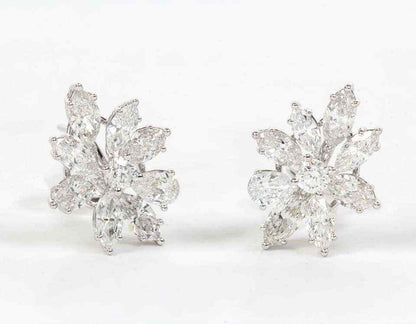 Classic Diamond Gold Cluster Earrings