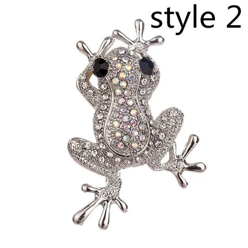 Personality Cute Frog Diamond Brooch Pin