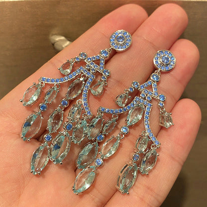 Silver Needle Zircon Temperament Earrings Flashing Diamonds
