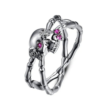 Lingmei Black Skull Wedding Cocktail Ring Size 6-10