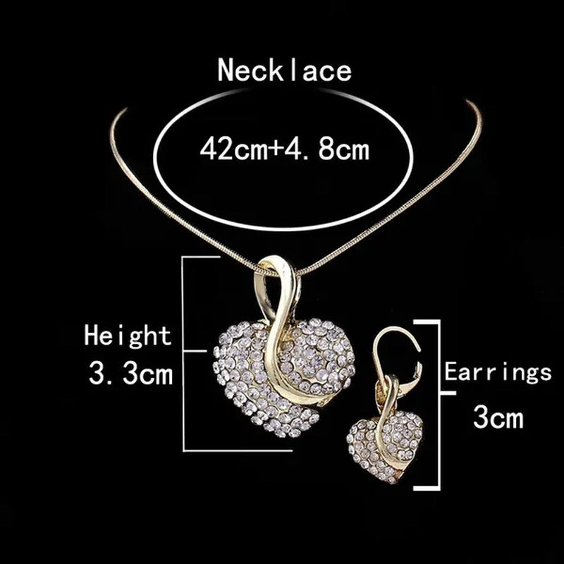 Elegant 1Set Fashion Cubic Zirconia Ladies Party Ruby Sapphire Heart Shape Neckl