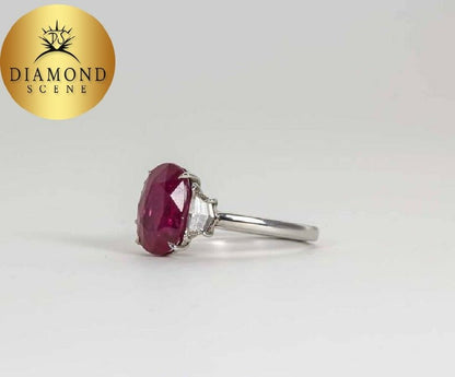 5 Carat GIA Cert Ruby Diamond Platinum Ring