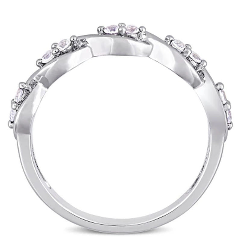 White Sapphire Infinity Design Ring in 14K White Gold