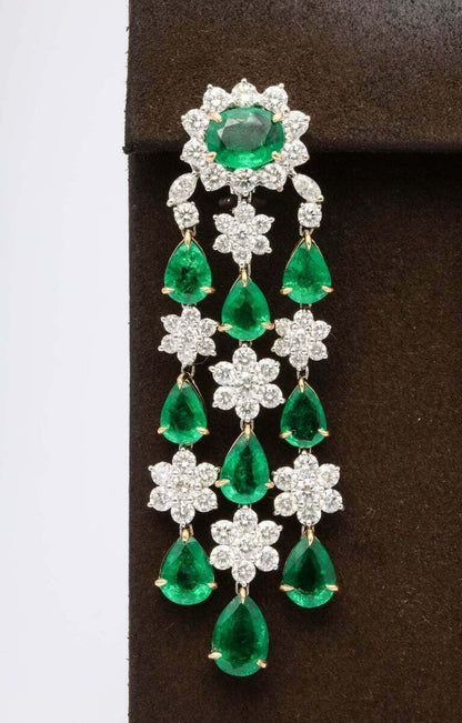 Emerald and Diamond Chandelier Earrings