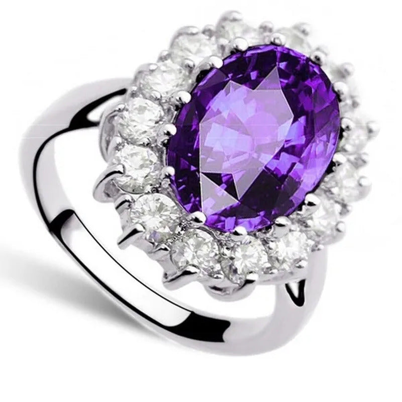 Fashion Natural 925 Silver Sapphire Ring Earring Necklace Set Ladies High-End Cr
