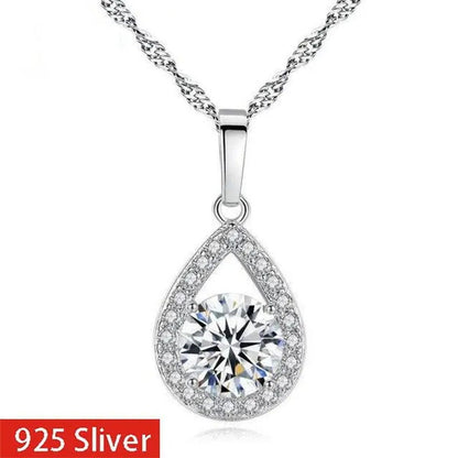 Delicate Teardrop 925 Sterling Silver Moissanite Diamond Necklace for Women Brid