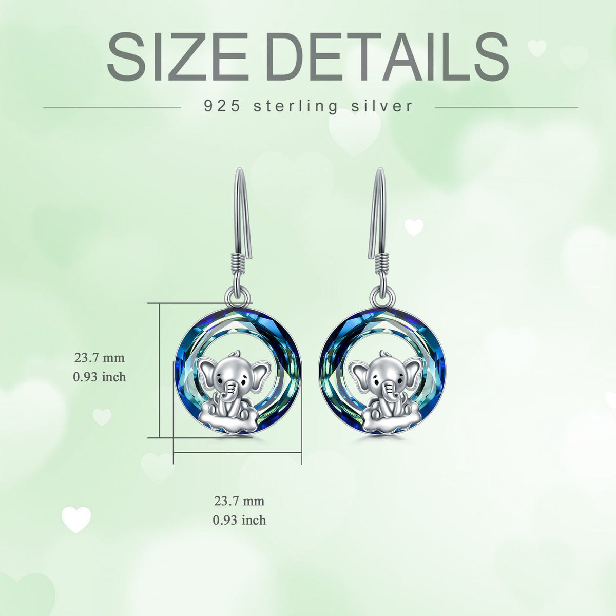 Hypoallergenic Elephant Earrings 925 Sterling Silver Elephant Dangle Drop Earrin