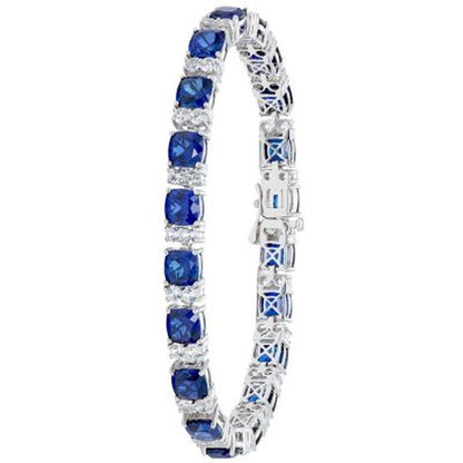 Lab Created Blue and White Sapphire Bracelet in Sterling Silver (IGI Apprasial V