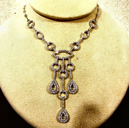 2.99 CT ROUND BRILLIANT DIAMOND FRONT SET ROUND NECKLACE 18 KARAT WHITE GOLD