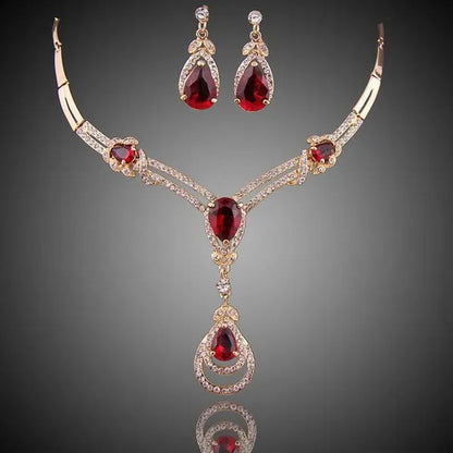 HOT Sale RED Garnet Ruby Topaz 18K Yellow/White Gold Plated Crystal Water Drop N
