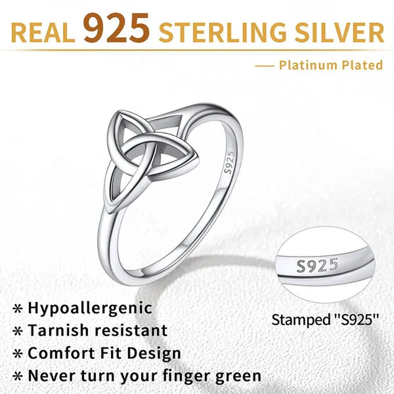 Chicsilver 925 Sterling Silver Ring for Women Triquetra Celtic Knot Promise Ring