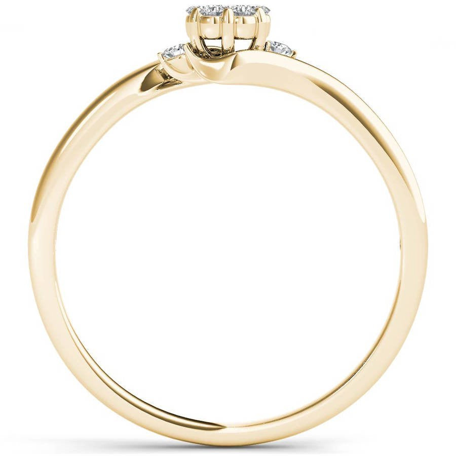 1/10 Carat T.W. Diamond Bypass Cluster 10Kt Yellow Gold Engagement Ring