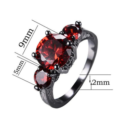 Fashion Jewelry Red Ruby Garnet CZ Wedding Ring for Women Size 5/6/7/8/9/10