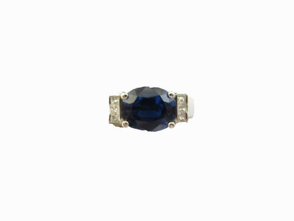 SAPPHIRE OVAL SHAPE 8.18 CT 18 K WHITE GOLD FACETED DIAMOND PRINCESS SHAPE SET