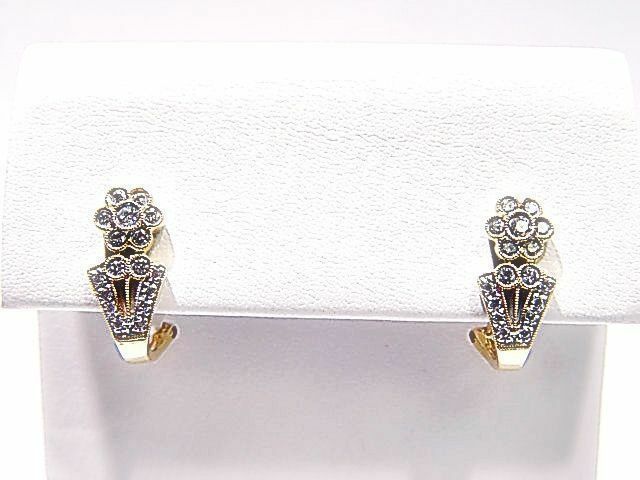 FLOWER IN FLOWER POT YELLOW GOLD ROUND BRILLIANT CUT DIAMOND