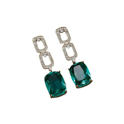 Geometric Diamond Emeralds Vintage Earrings Temperament Fashion Earrings Funky H