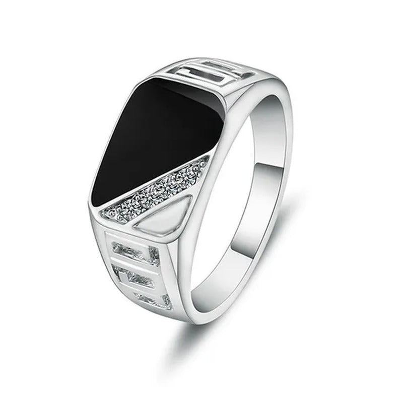 Fashion Male Jewelry Classic Color Wedding Ring Black Enamel Rings for Men Chris