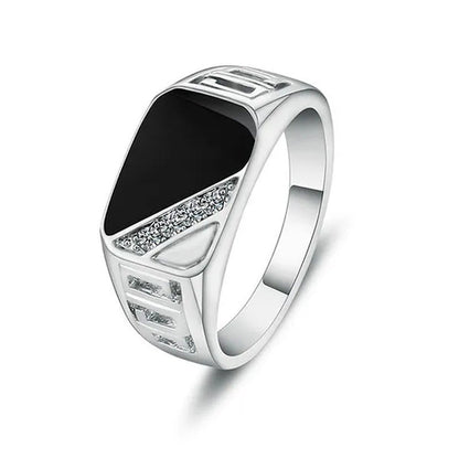 Fashion Male Jewelry Classic Color Wedding Ring Black Enamel Rings for Men Chris