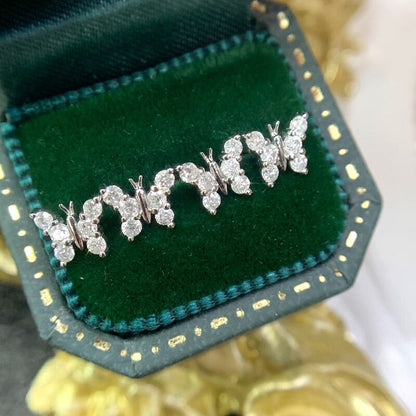 100% 18K White Gold Women Stud Earrings Real Natural Diamond Earring Fashion