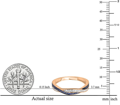 round White Diamond & Blue Sapphire Ladies Stackable Swirl Anniversary Wedding B