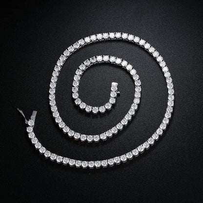 MDFUN Tennis Necklace 18K White Gold Plated | 5.0-6.0Mm round Cubic Zirconia Cut