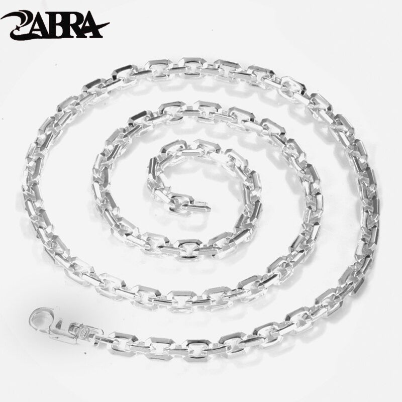 Real Silver 6Mm Fashion Horn Chain Necklace Man Male 925 Sterling Silver