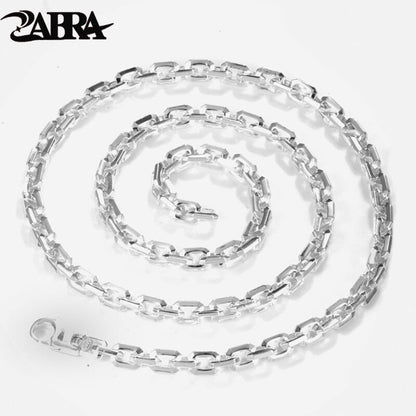Real Silver 6Mm Fashion Horn Chain Necklace Man Male 925 Sterling Silver