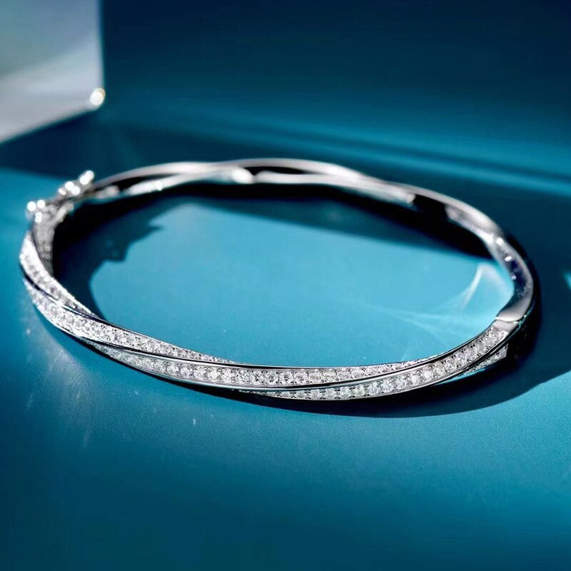 100% 925 Sterling Silver Sparkling High Carbon Diamond Bracelets