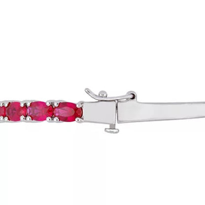 Created Ruby Bangle Bracelet in Sterling Silver